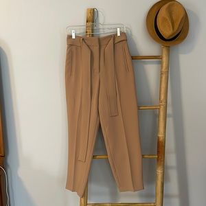 Wilfred Taupe High-Waist Tailored Pants with Belt Tie Front Pant